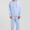 Sweatshirt à capuche unisexe en molleton coton ciel surteint coupe Oversized