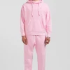 Sweatshirt à capuche unisexe en molleton coton rose surteint coupe Oversized