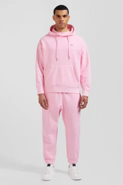 Sweatshirt à capuche unisexe en molleton coton rose surteint coupe Oversized