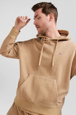 Sweatshirt à capuche unisexe en molleton coton marron surteint coupe Oversized