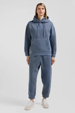 Sweatshirt à capuche unisexe en molleton coton gris surteint coupe Oversized