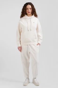 Sweatshirt à capuche unisexe en molleton coton écru surteint coupe Oversized