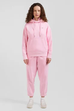 Sweatshirt à capuche unisexe en molleton coton rose surteint coupe Oversized