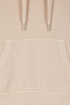 Sweatshirt à capuche unisexe en molleton coton beige surteint coupe Oversized