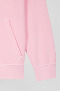 Sweatshirt à capuche unisexe en molleton coton rose surteint coupe Oversized