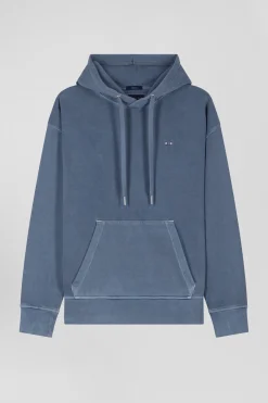 Sweatshirt à capuche unisexe en molleton coton gris surteint coupe Oversized