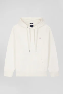 Sweatshirt à capuche unisexe en molleton coton écru surteint coupe Oversized
