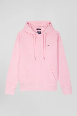Sweatshirt à capuche unisexe en molleton coton rose surteint coupe Oversized