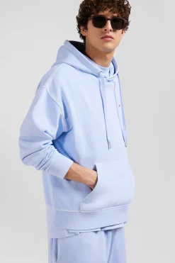 Sweatshirt à capuche unisexe en molleton coton ciel surteint coupe Oversized