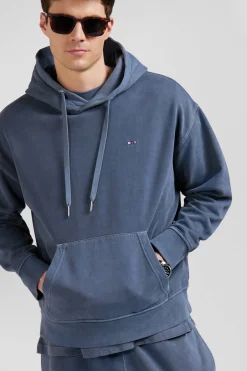 Sweatshirt à capuche unisexe en molleton coton gris surteint coupe Oversized