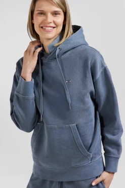 Sweatshirt à capuche unisexe en molleton coton gris surteint coupe Oversized