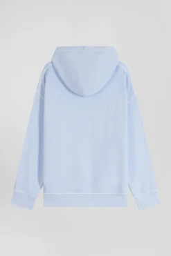 Sweatshirt à capuche unisexe en molleton coton ciel surteint coupe Oversized