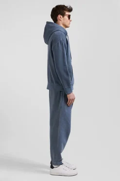 Sweatshirt à capuche unisexe en molleton coton gris surteint coupe Oversized