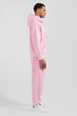 Sweatshirt à capuche unisexe en molleton coton rose surteint coupe Oversized