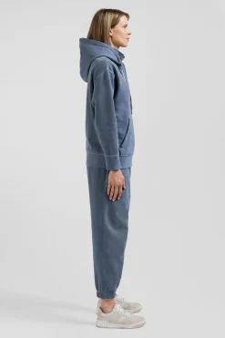 Sweatshirt à capuche unisexe en molleton coton gris surteint coupe Oversized
