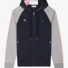 Sweatshirt à capuche zippé XV de France en coton mélangé gris coupe Regular