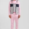 Sweatshirt à capuche zippé colorblock en coton rose coupe Regular