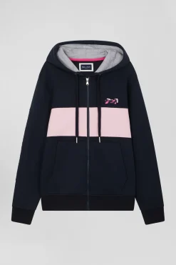 Sweatshirt à capuche zippé en coton rose coupe Regular