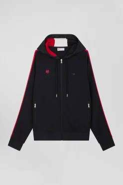 Sweatshirt à capuche zippé XV de France en coton mélangé bleu marine coupe Regular