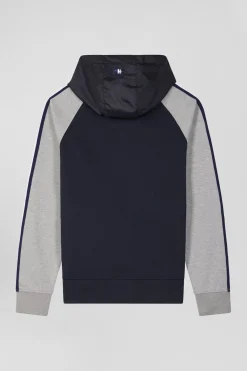 Sweatshirt à capuche zippé XV de France en coton mélangé gris coupe Regular