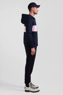 Sweatshirt à capuche zippé en coton rose coupe Regular