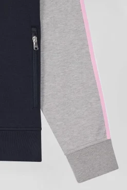 Sweatshirt à capuche zippé XV de France en coton mélangé gris coupe Regular