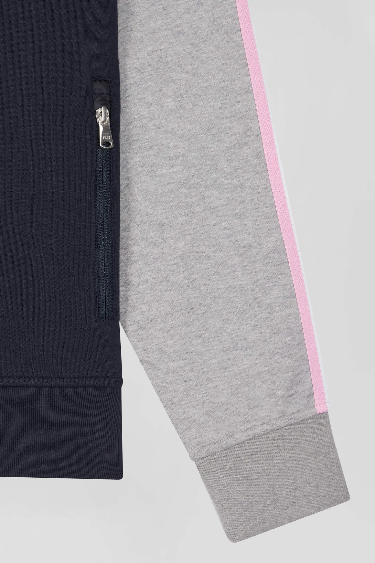 Sweatshirt à capuche zippé XV de France en coton mélangé gris coupe Regular