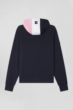 Sweatshirt à capuche zippé XV de France en coton mélangé et parmenture bleu marine coupe Regular