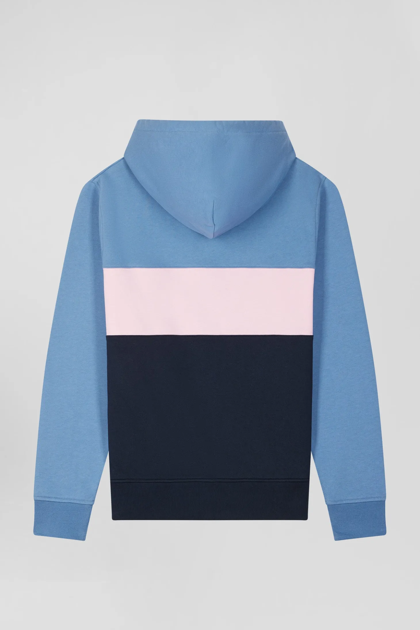 Sweatshirt à capuche zippé colorblock en coton bleu coupe Regular
