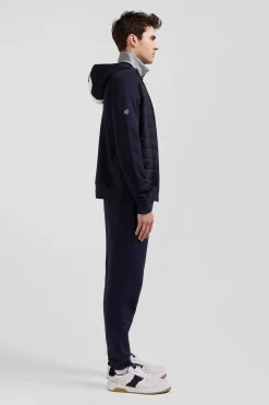 Sweatshirt à capuche zippé XV de France en coton mélangé et parmenture bleu marine coupe Regular