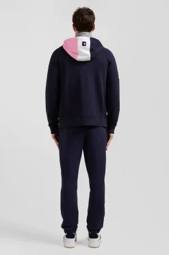 Sweatshirt à capuche zippé XV de France en coton mélangé et parmenture bleu marine coupe Regular