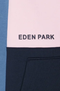 Sweatshirt à capuche zippé colorblock en coton bleu coupe Regular