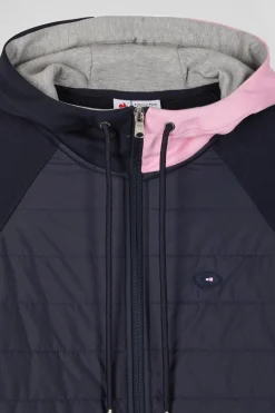 Sweatshirt à capuche zippé XV de France en coton mélangé et parmenture bleu marine coupe Regular