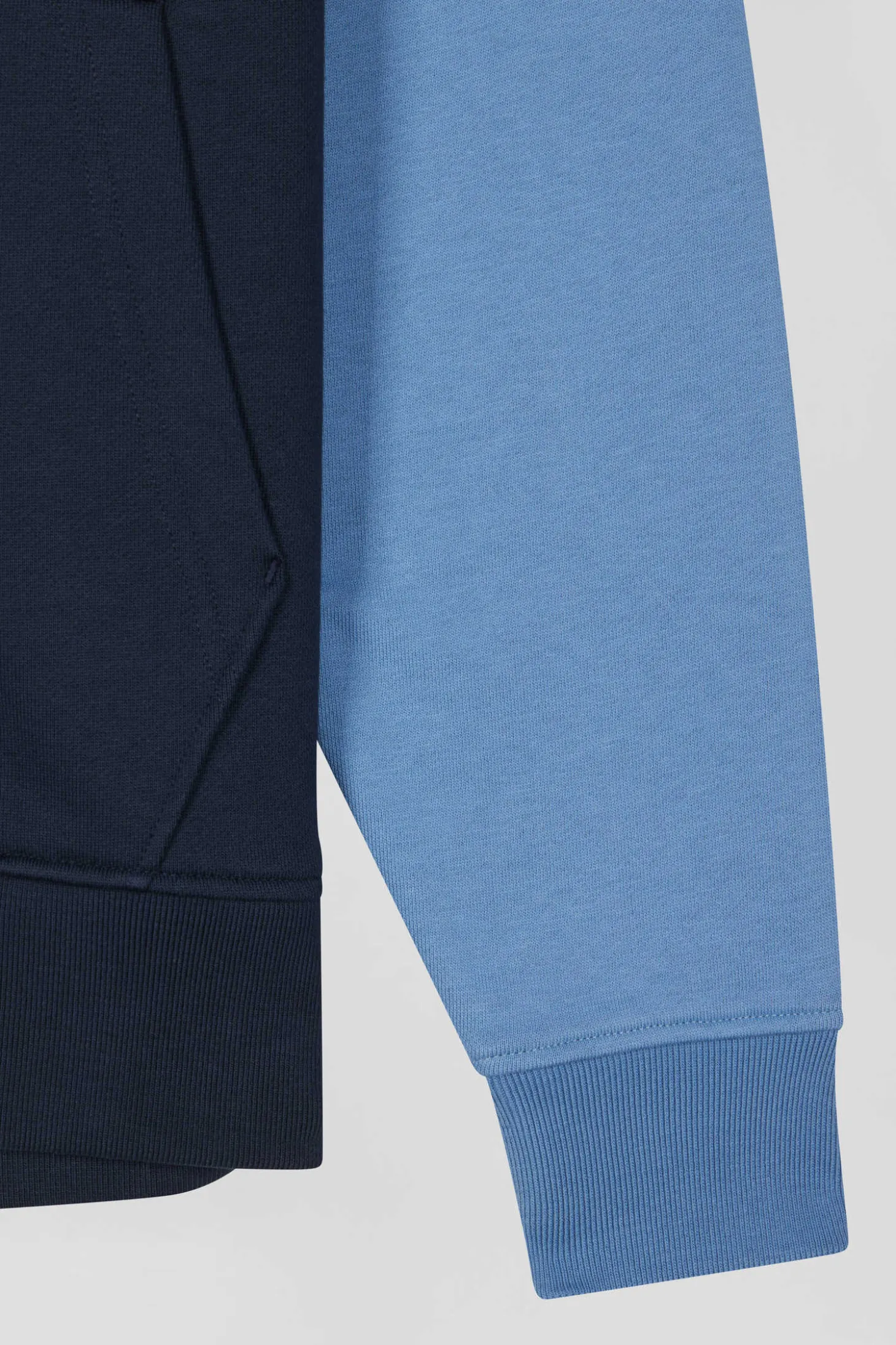 Sweatshirt à capuche zippé colorblock en coton bleu coupe Regular