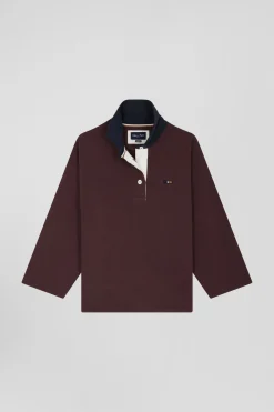 Sweatshirt à col maillot en coton bordeaux coupe Relaxed