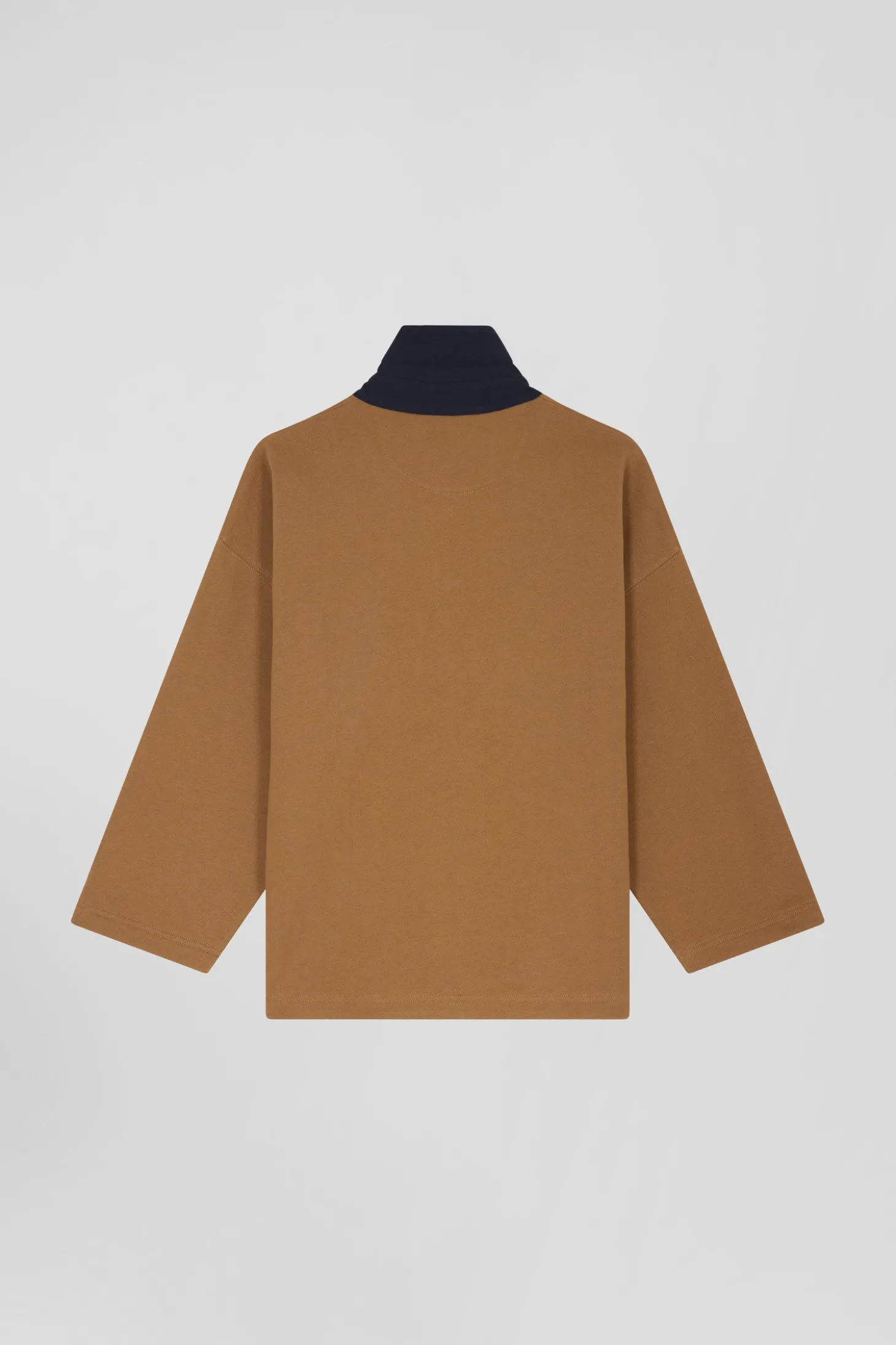 Sweatshirt à col maillot en coton camel coupe Relaxed