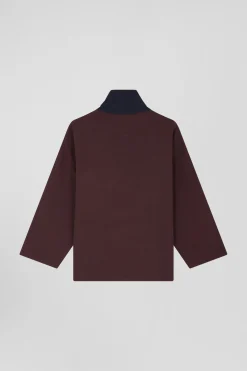 Sweatshirt à col maillot en coton bordeaux coupe Relaxed