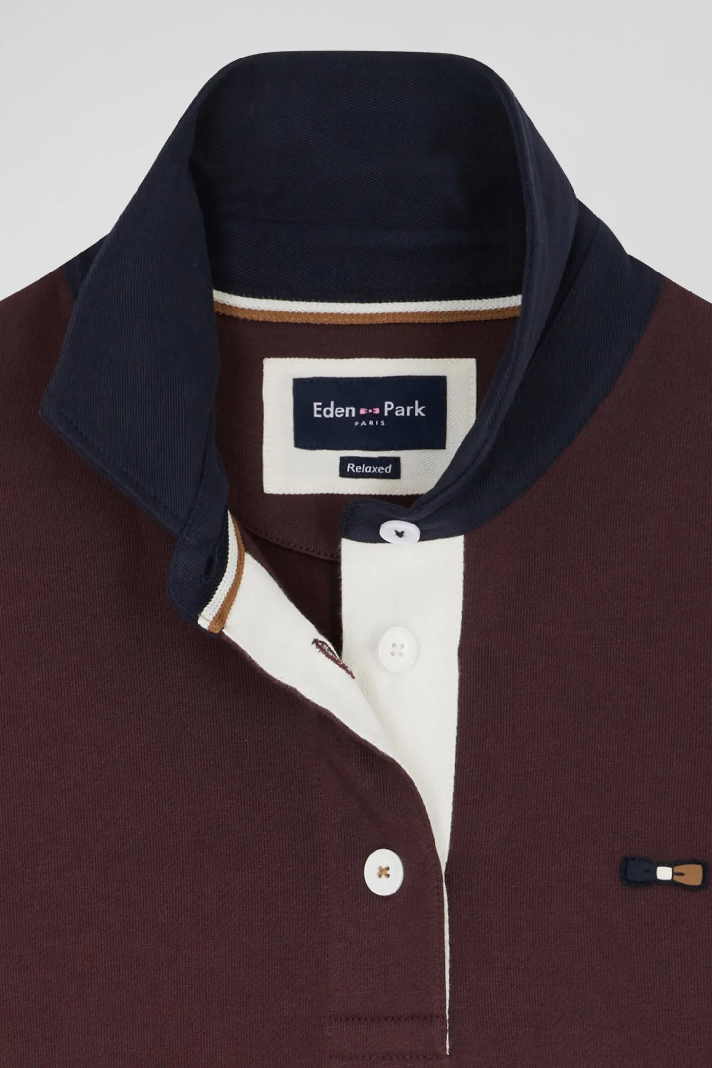 Sweatshirt à col maillot en coton bordeaux coupe Relaxed