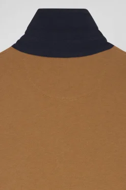 Sweatshirt à col maillot en coton camel coupe Relaxed