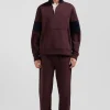 Sweatshirt col maillot en coton bordeaux coupe Relaxed