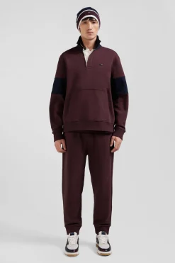 Sweatshirt col maillot en coton bordeaux coupe Relaxed