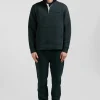Sweatshirt col maillot en coton mélangé vert coupe Relaxed tissu carreaux
