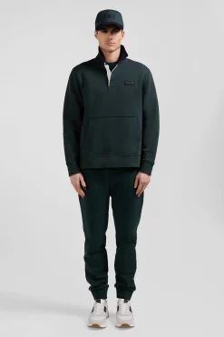 Sweatshirt col maillot en coton mélangé vert coupe Relaxed tissu carreaux