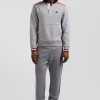 Sweatshirt col maillot en coton gris chiné broderie XV de France coupe Regular