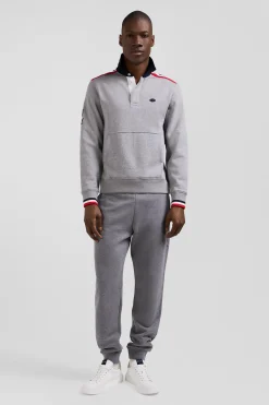 Sweatshirt col maillot en coton gris chiné broderie XV de France coupe Regular