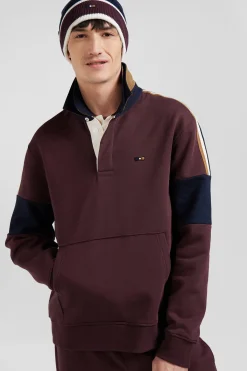 Sweatshirt col maillot en coton bordeaux coupe Relaxed