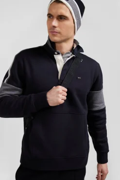 Sweatshirt col maillot en coton noir coupe Relaxed
