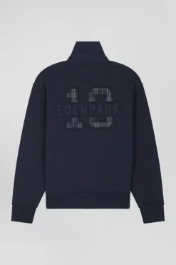 Sweatshirt col maillot en coton mélangé marine broderie dos coupe Relaxed