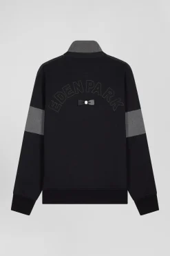 Sweatshirt col maillot en coton noir coupe Relaxed