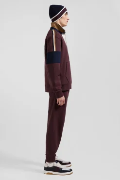 Sweatshirt col maillot en coton bordeaux coupe Relaxed